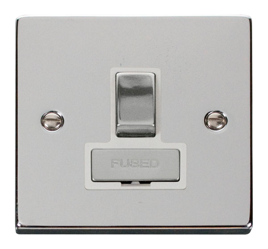 Click Deco Polished Chrome 1G 13A Switched Fused Connection Unit White Insert