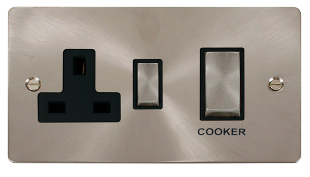 Click Define Brushed Stainless 2G 45A DP Cooker Control Unit Black Insert