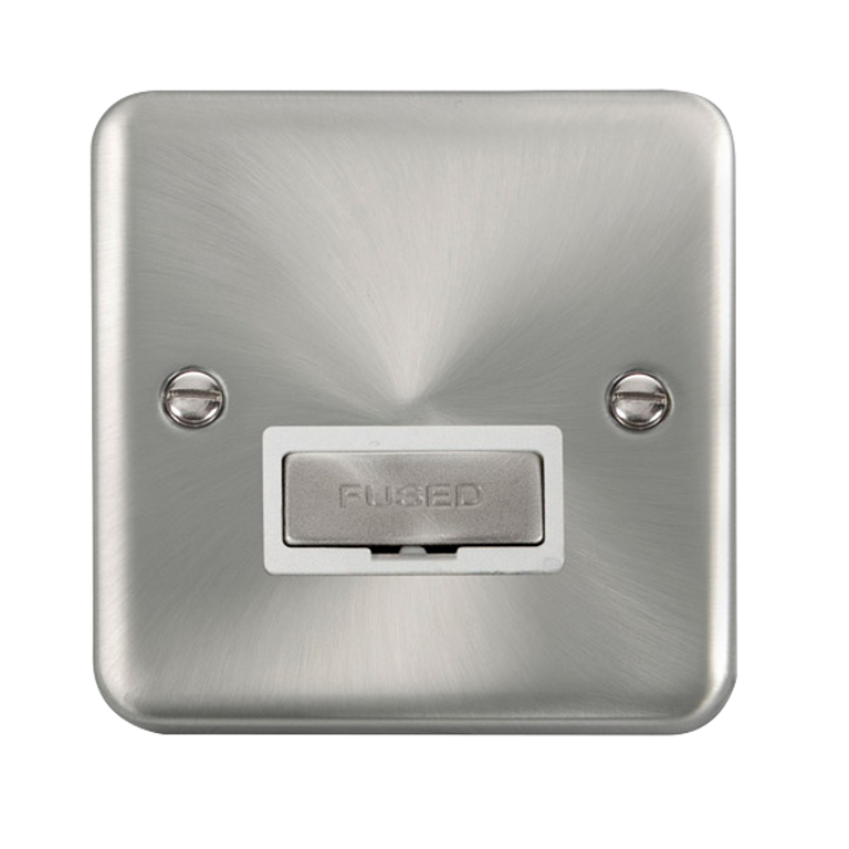 Click Deco Plus Satin Chrome 1G 13A Unswitched Fused Connection Unit White Insert