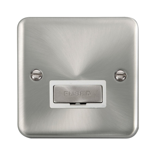 Click Deco Plus Satin Chrome 1G 13A Unswitched Fused Connection Unit White Insert