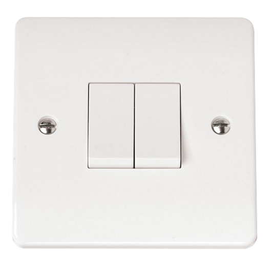 Click Mode White 2G 2W Double Light Switch
