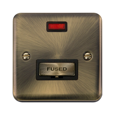 Click Deco Plus Antique Brass 1G 13A Unswitched Fused Connection Unit & Neon Black Insert