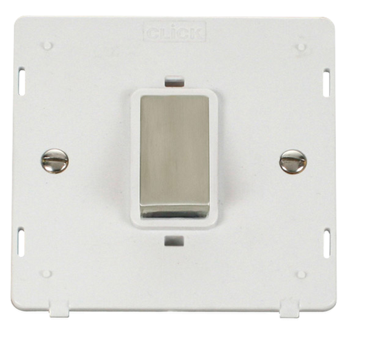 Click Definity Screwless Stainless Steel 1G 45A DP Switch White Insert