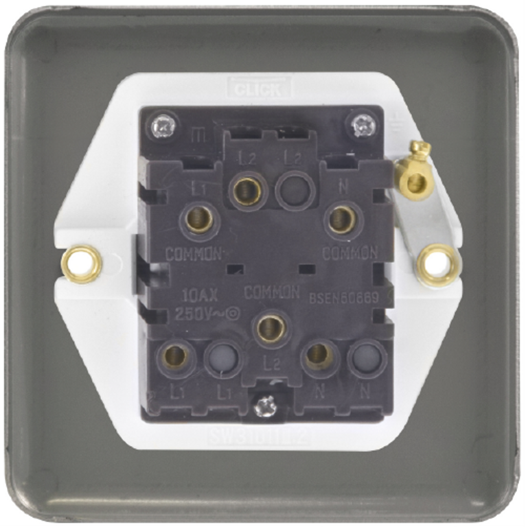 Click Deco Plus Polished Brass 1G Fan Isolator Switch White Insert