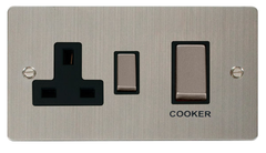 Click Define Stainless Steel 2G 45A DP Cooker Control Unit Black Insert