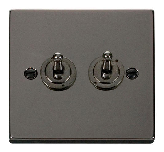 Click Deco Black Nickel 2G 2W Double Dolly Light Switch