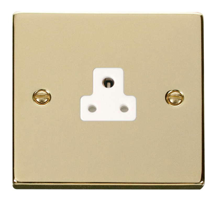 Click Deco Polished Brass 1G 2A Round Pin Single Socket White Insert