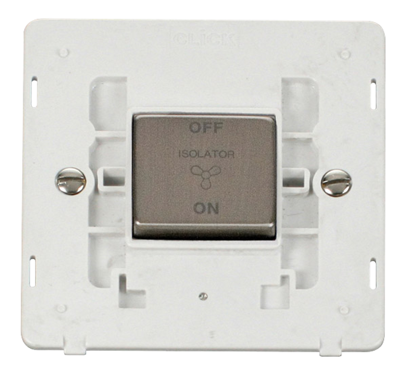 Click Definity Screwless Stainless Steel 1G Fan Isolator Switch White Insert