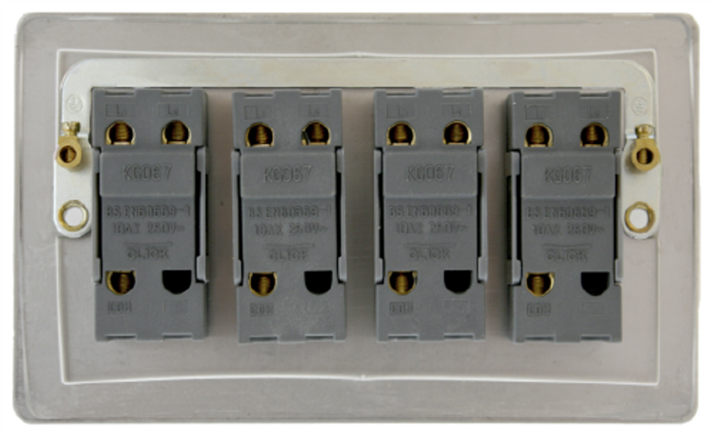 Click Define Black Nickel 4G 2W Quadruple Dolly Light Switch – Sparky ...