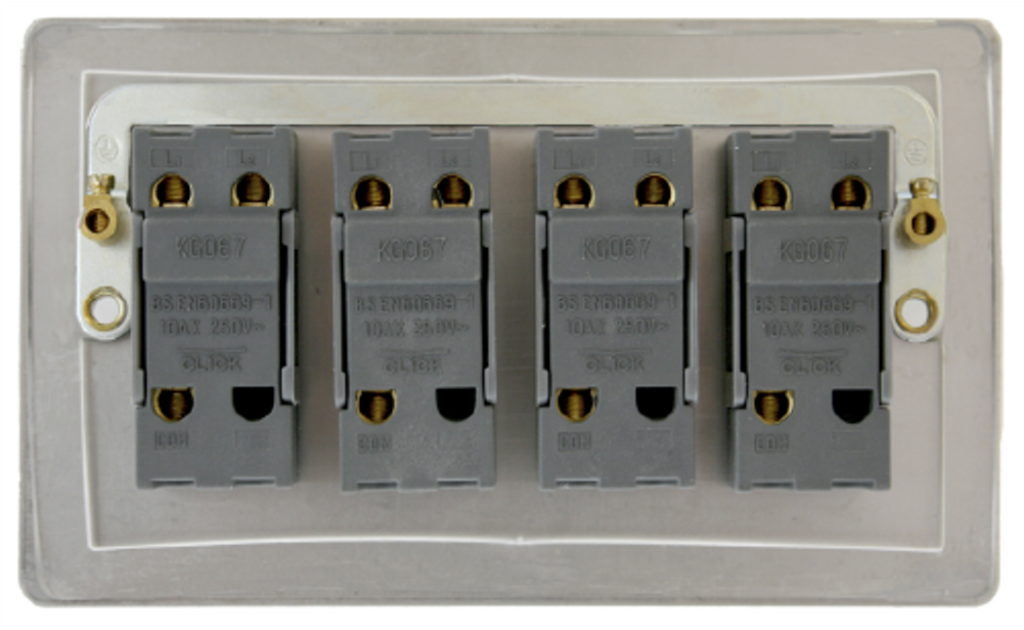 Click Define Brushed Stainless 4G 2W Quadruple Dolly Light Switch
