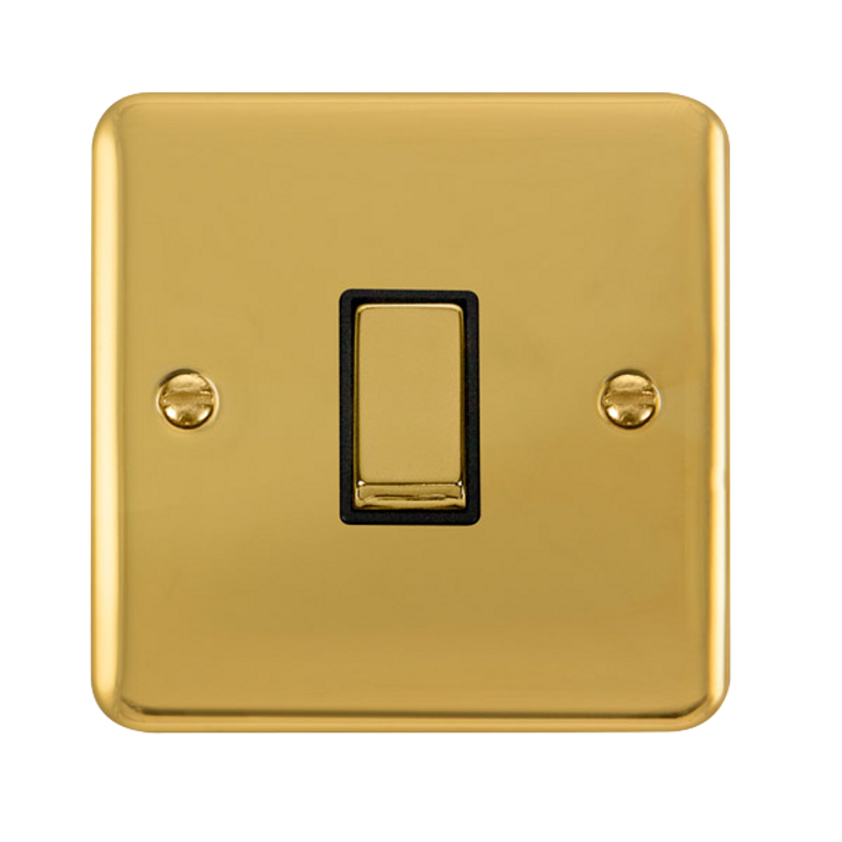 Click Deco Plus Polished Brass 1G Intermediate Light Switch Black Insert