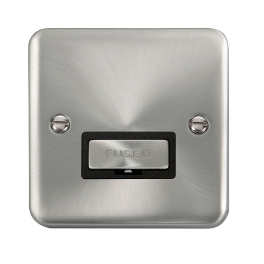 Click Deco Plus Satin Chrome 1G 13A Unswitched Fused Connection Unit Black Insert