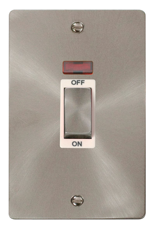 Click Define Brushed Stainless 2G 45A DP Vertical Switch & Neon White Insert