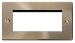 Click Deco Antique Brass 2G 4 Module Euro Media Plate
