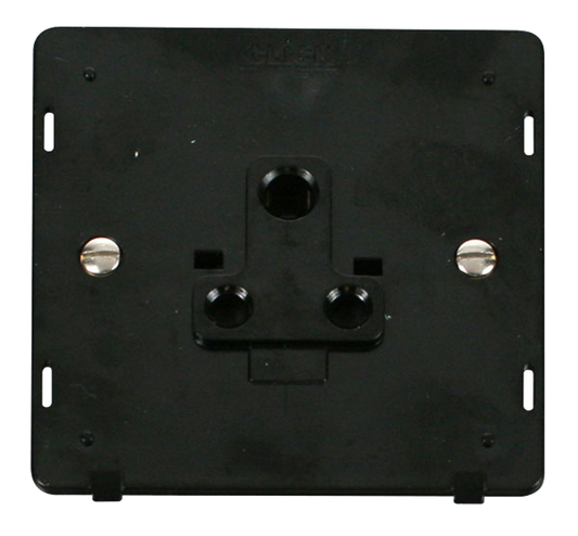 Click Definity Screwless Polished Chrome 1G 5A Round Pin Single Socket Black Insert