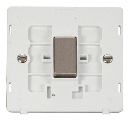 Click Definity Screwless Stainless Steel 1G 2W Single Light Switch White Insert