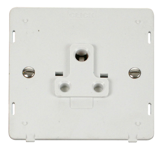 Click Definity Screwless Polar White 1G 5A Round Pin Single Socket White Insert