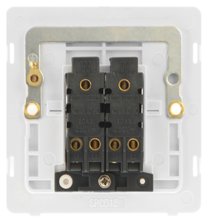 Click Definity Screwless Brushed Stainless 2G 2W Double Light Switch W ...