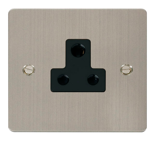 Click Define Stainless Steel 1G 5A Round Pin Single Socket Black Insert