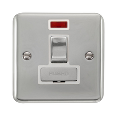 Click Deco Plus Polished Chrome 1G 13A Switched Fused Connection Unit & Neon White Insert