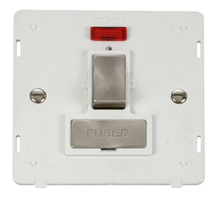 Click Definity Screwless Brushed Stainless 1G 13A Switched Fused Connection Unit & Neon White Insert