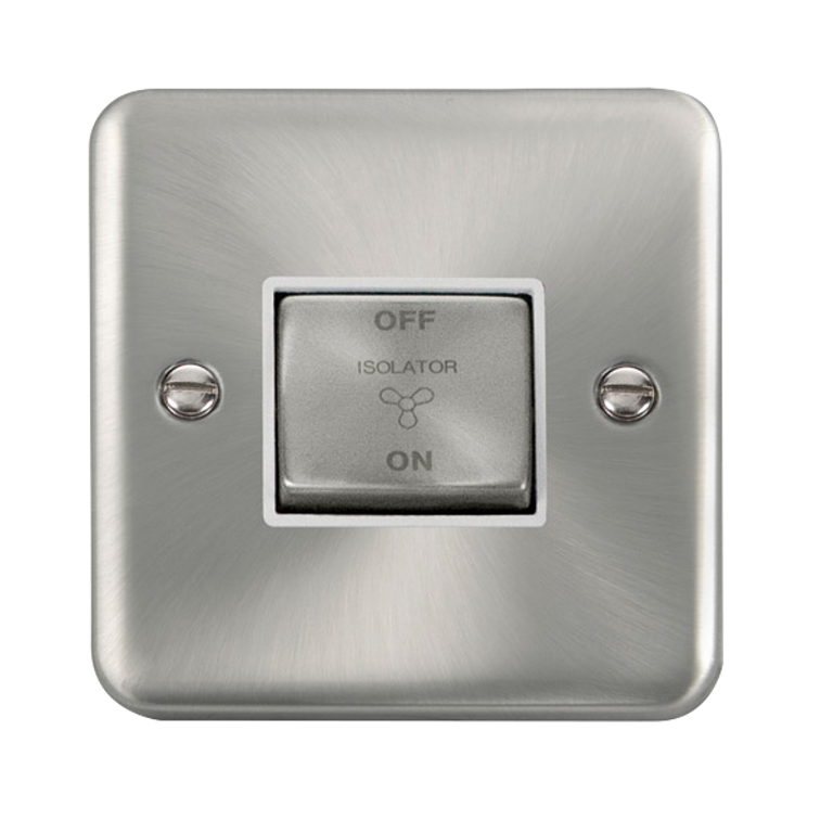 Click Deco Plus Satin Chrome 1G Fan Isolator Switch White Insert