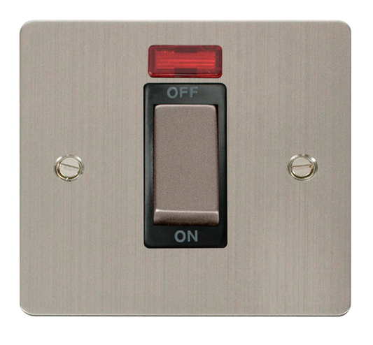 Click Define Stainless Steel 1G 45A DP Switch & Neon Black Insert