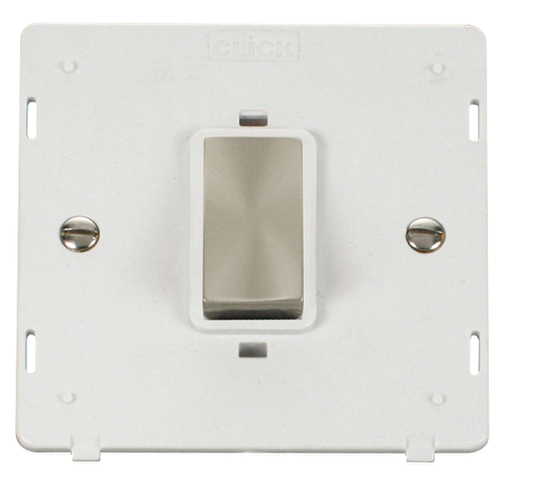 Click Definity Screwless Brushed Stainless 1G 45A DP Switch White Insert