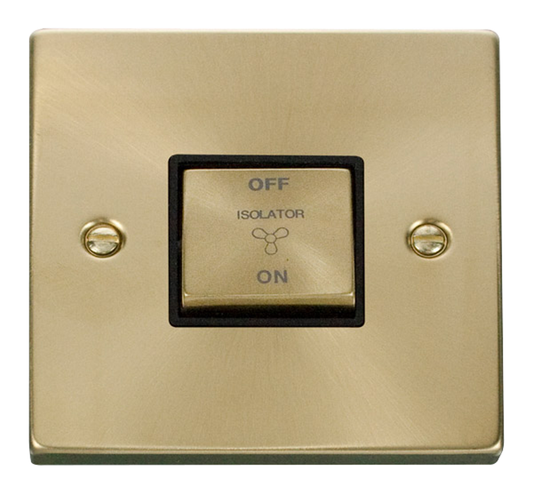 Click Deco Satin Brass 1G Fan Isolator Switch Black Insert