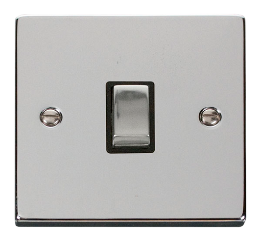Click Deco Polished Chrome 1G 20A DP Switch Black Insert