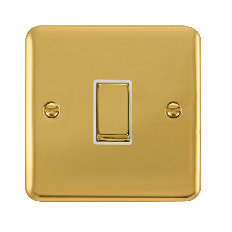 Click Deco Plus Polished Brass 1G 2W Single Light Switch White Insert