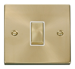 Click Deco Satin Brass 1G Intermediate Light Switch White Insert