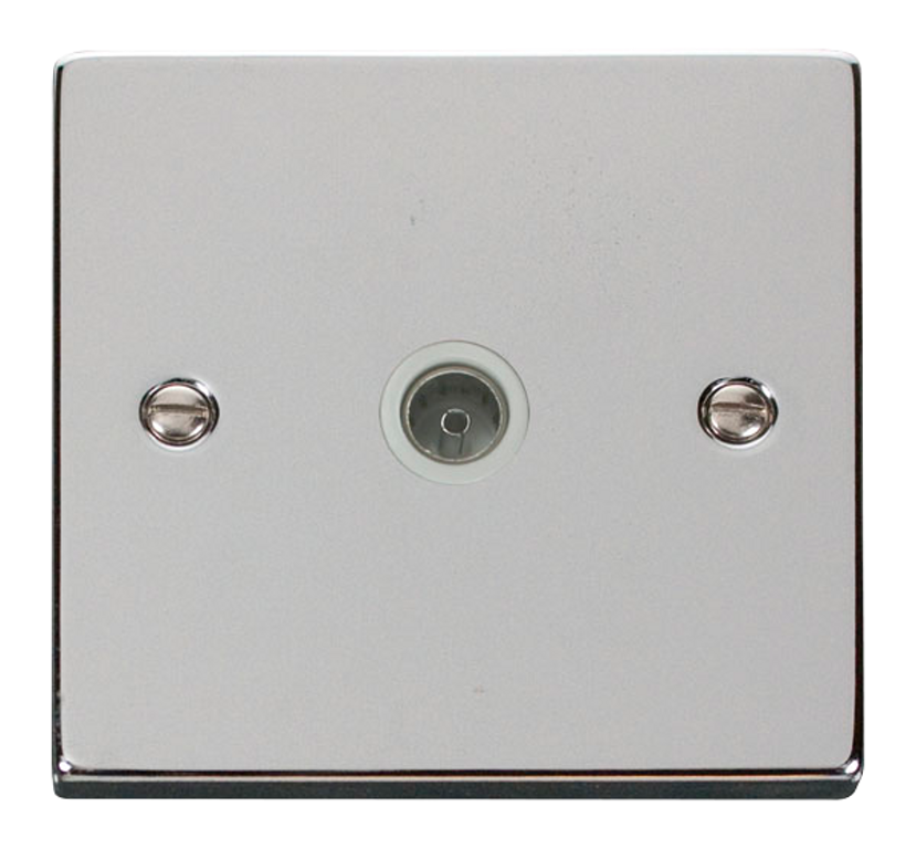 Click Deco Polished Chrome 1G TV Coaxial Outlet White Insert