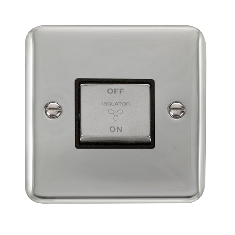 Click Deco Plus Polished Chrome 1G Fan Isolator Switch Black Insert