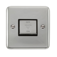 Click Deco Plus Polished Chrome 1G Fan Isolator Switch Black Insert