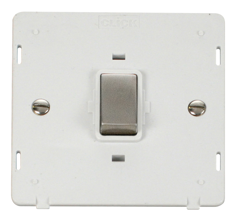 Click Definity Screwless Stainless Steel 1G 20A DP Switch White Insert