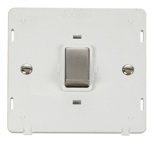 Click Definity Screwless Stainless Steel 1G 20A DP Switch White Insert