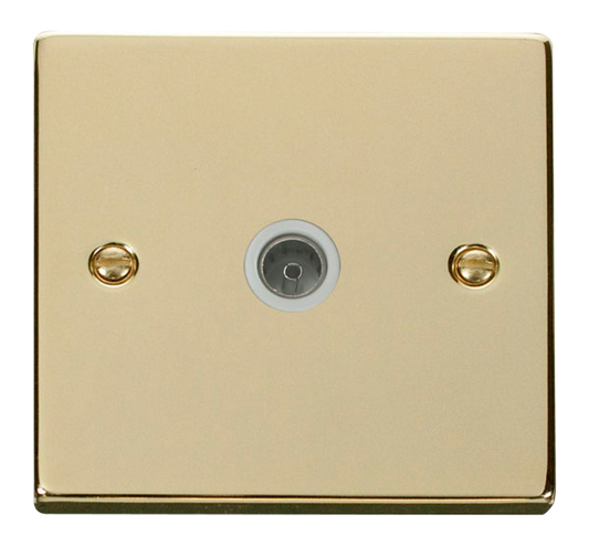 Click Deco Polished Brass 1G TV Coaxial Outlet White Insert