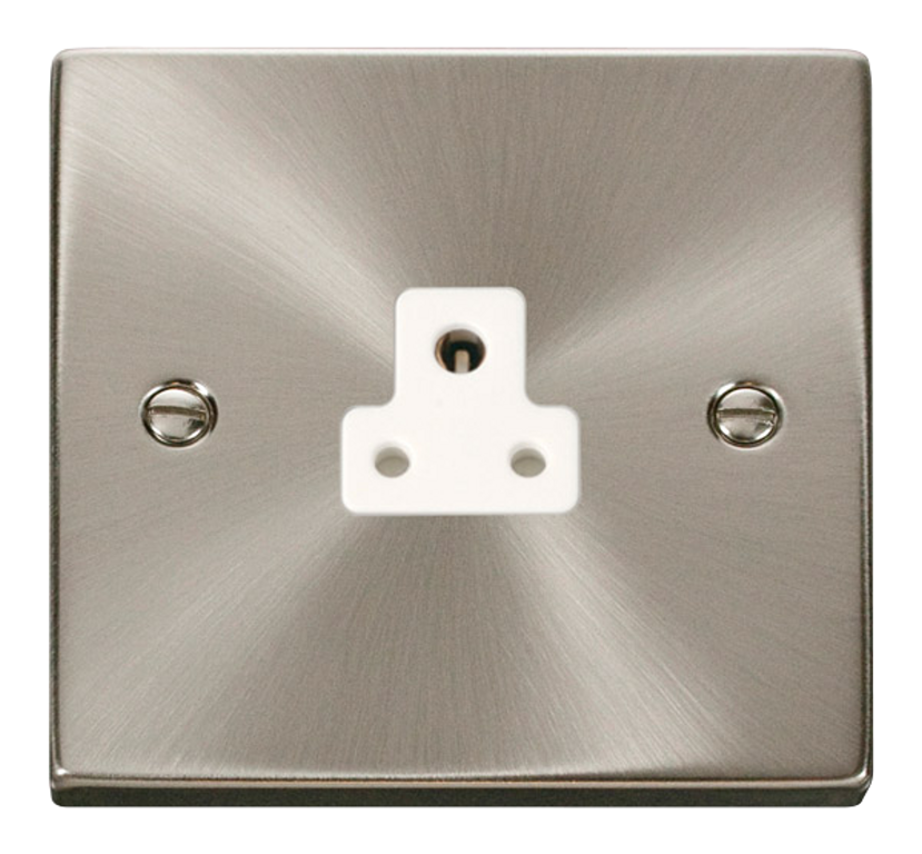 Click Deco Satin Chrome 1G 2A Round Pin Single Socket White Insert