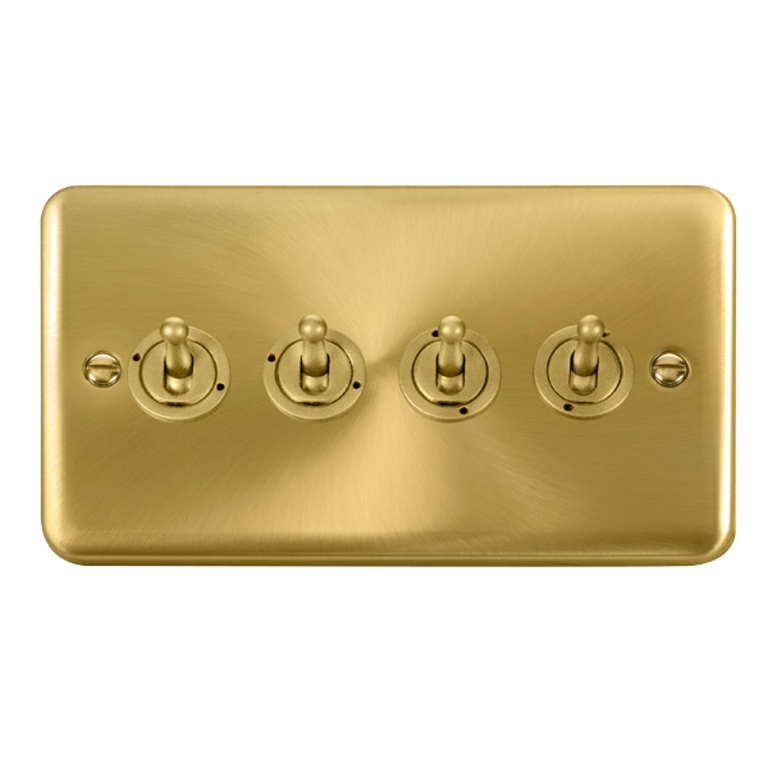 Click Deco Plus Satin Brass 4G 2W Quadruple Dolly Light Switch