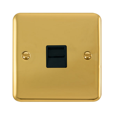Click Deco Plus Polished Brass 1G Single BT/Telephone Master Outlet Black Insert