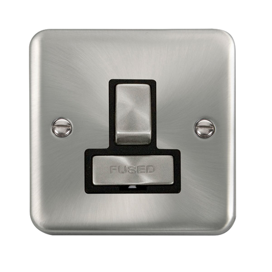 Click Deco Plus Satin Chrome 1G 13A Switched Fused Connection Unit Black Insert