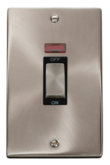 Click Deco Satin Chrome 2G 45A DP Vertical Switch & Neon Black Insert