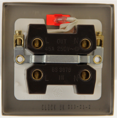 Click Deco Antique Brass 1G 45A DP Switch & Neon Black Insert