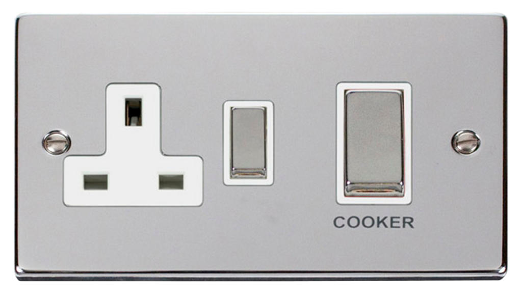 Cooker Point&click Mode Click Deco Polished Chrome 2G 45A DP Cooker Control Unit White Insert ...