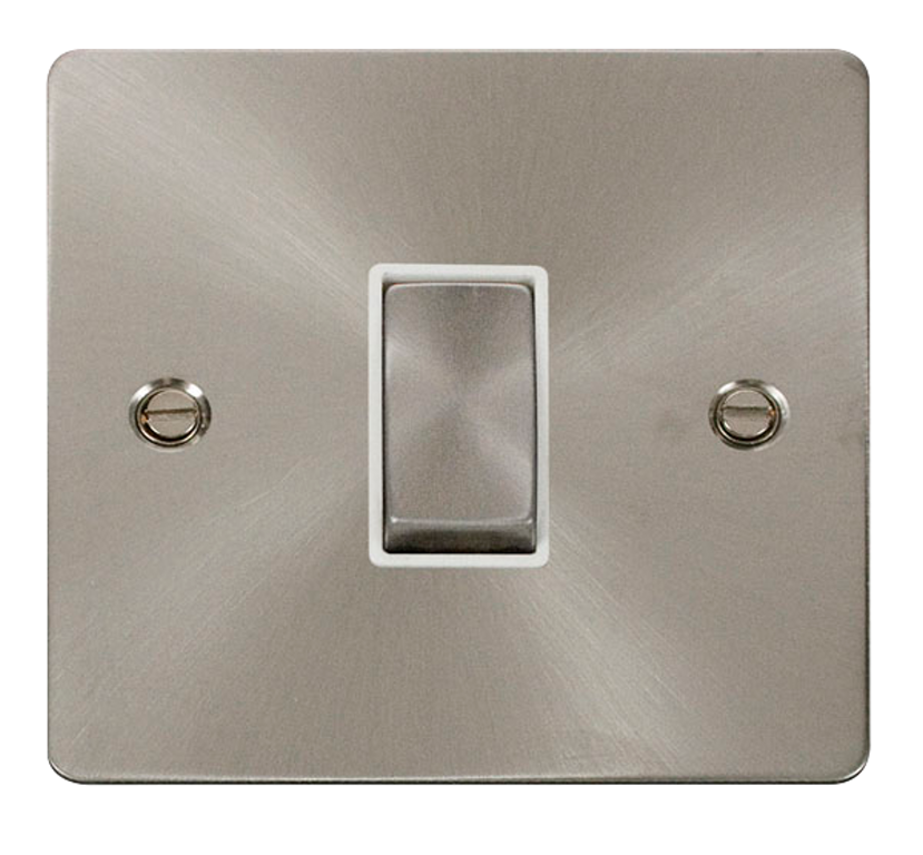 Click Define Brushed Stainless 1G 2W Single Light Switch White Insert