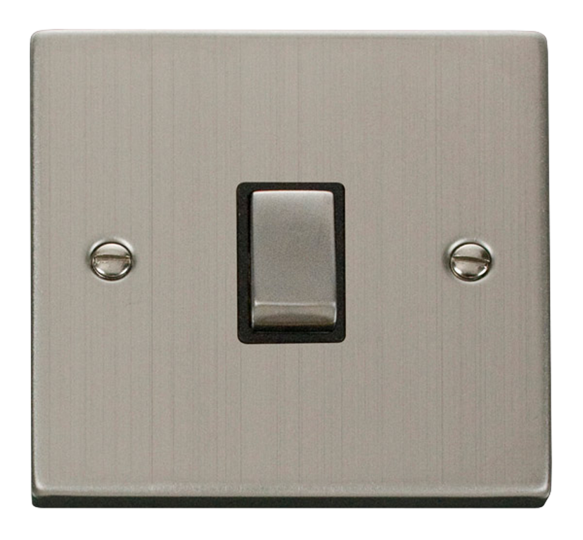Click Deco Stainless Steel 1G 20A DP Switch Black Insert