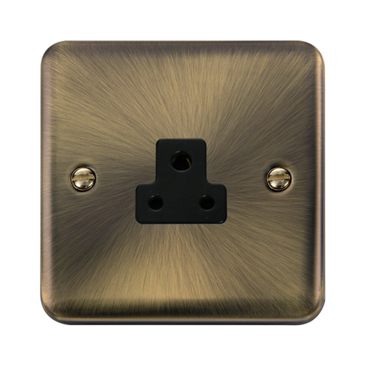 Click Deco Plus Antique Brass 1G 2A Round Pin Single Socket Black Insert