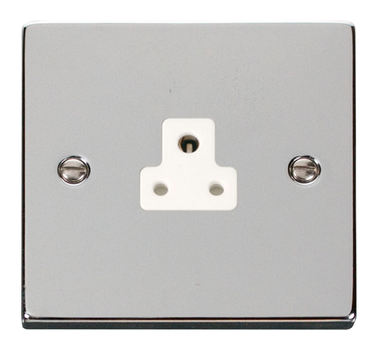 Click Deco Polished Chrome 1G 2A Round Pin Single Socket White Insert