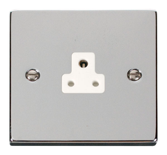 Click Deco Polished Chrome 1G 2A Round Pin Single Socket White Insert